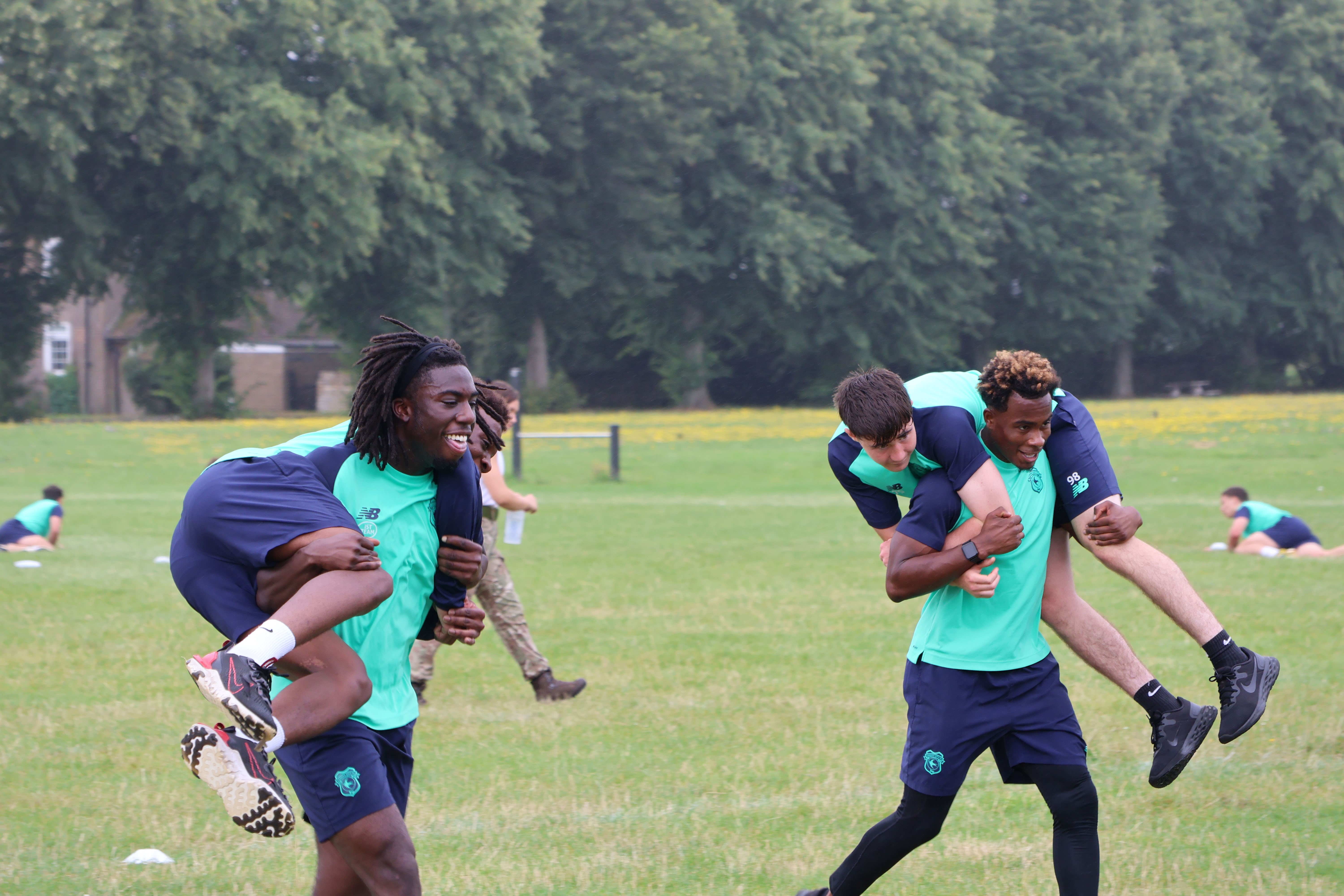 Photo: Cardiff City Football Club Academy young players find out about life in the RAF, understand the parallels between professional sport and military life, and learn new skills.